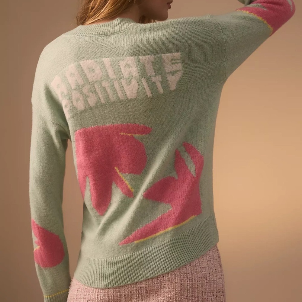 Scotch & Soda Mint Green and Pink Floral RADIATE POSITIVITY Cardigan XS